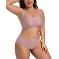 thumbnail image 5 of Qylux Women's Wireless Comfort Bras - Seamless Full Coverage Everyday T-Shirt Bra - Plus Size Soft Padded Bralette,Mauve,(M-4XL), 5 of 10