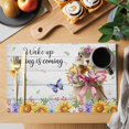 thumbnail image 2 of Spring Groundhog Placemats Set of 4, Watercolor Sunflower Botanical Vintage Placemats for Dining Table, Place Mats for Kitchen Tabletop, Waterproof Wipeable Dining Table Mats Set, 2 of 9