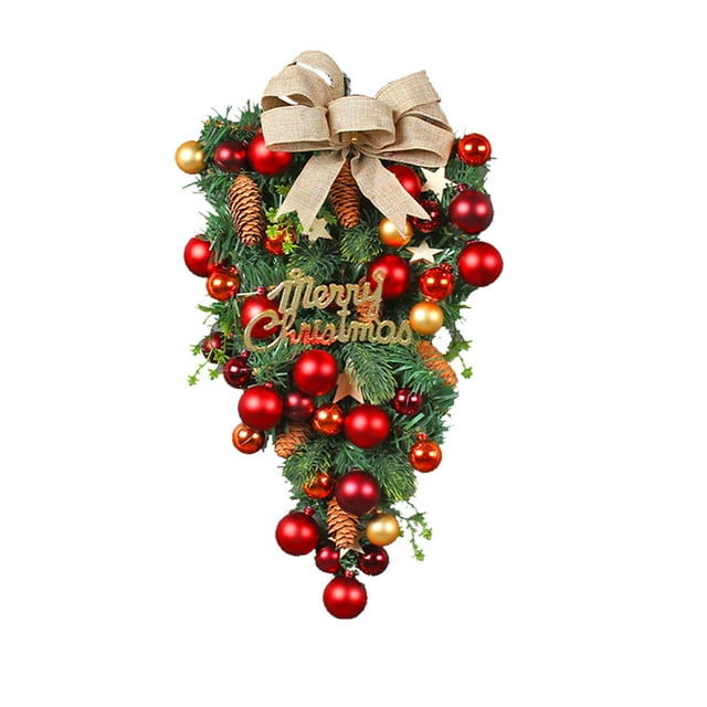 Botín de de Navidad Artificial, corona de puerta, guirnalda de botín de puerta Artificial para colgar en la pared para decoración de jardín,