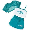 thumbnail image 2 of Little Girls Shorts Set Outfits Set Sleeveless Matching Sets Summer 3 Piece Set Loose Fit Top Shorts Combo For Outdoor Activities Comfortable Breathable Playwear Clothes Set Green 7-8 Years, 2 of 9
