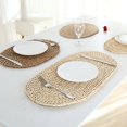 thumbnail image 2 of Queilt Braided Oval Table Runner | Boho Table mats | Artisanally Woven Rustic Table Linen 45x30cm, 2 of 5