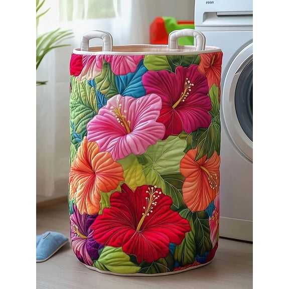 Quilted Laundry Basket With Handles,boho fabric storage basket,multi-functional clothes storage basket,Lightweight and foldable design