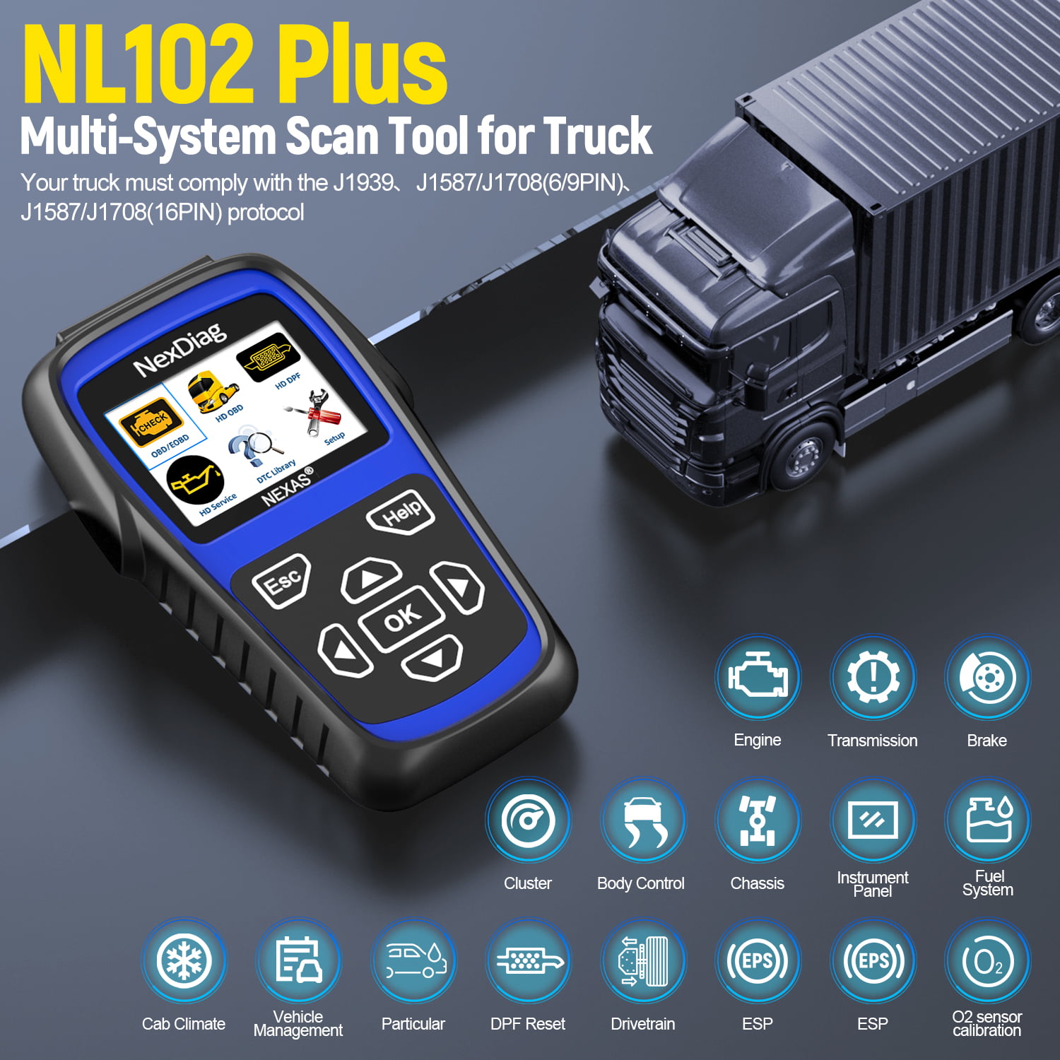 NEXAS NL102 HEAVY DUTY TRUCK & CAR OBD2 DIAGNOSTIC HD CODE READER DIESEL SCANNER 