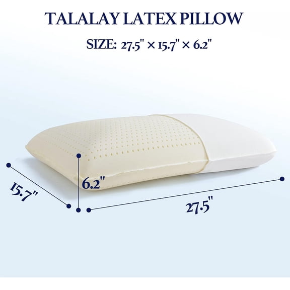 Natural Talalay Latex Sleeping Bed Pillow - Luxury Soft Queen Size Pillow for Side, Back, and Stomach Sleepers