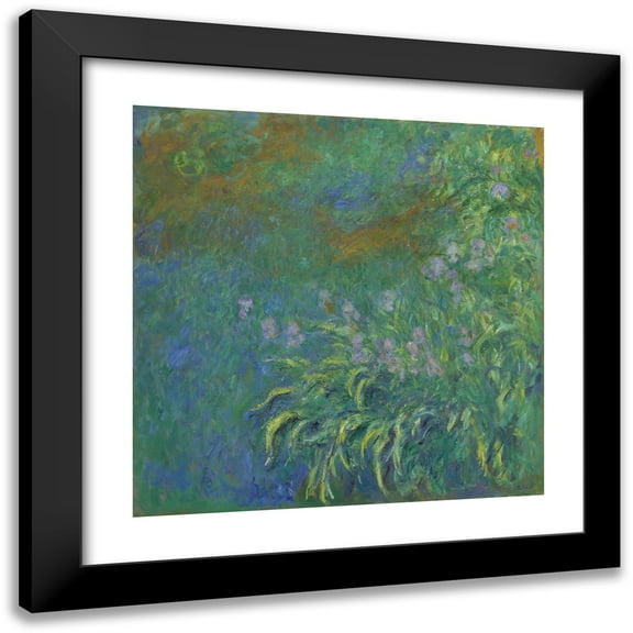 Claude Monet 12x12 Black Modern Framed Museum Art Print Titled - Irises (1914-17)