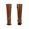 thumbnail image 2 of BLISSFUL STEP Women's Boots Faux Leather Knee High Riding Buckle Side Zipper Chunky Low Heel Boots Brown 6.5, 2 of 6