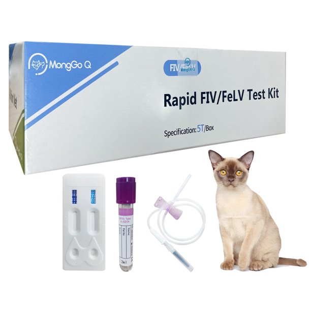 MONGGO Q Pet Feline Rapid FIV/FeLV 5PCS, ALeukemia Auxiliary Diagnostic