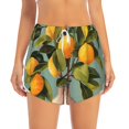 thumbnail image 2 of Gukieu Retro Warm Lemon Flower Print Women's Sports Shorts with Drawstring Elastic Waistband for Running, Yoga, Fitness-Small, 2 of 7