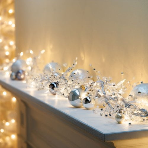 LOVELY! Sparkles & Shines Clear Iridescent Frozen Icicle Garland Strand 106” 
