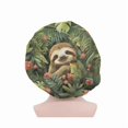 thumbnail image 1 of wonima11 Follow Your Dreams Sloth Satin Bonnet Sleep Cap for Women Girls Curly Hair Black Locs Dreadlocks, Elastic Band Satin Sleeping Caps Night Hat Head Cover Prevent Natural Hair Loss Black Floral, 1 of 1