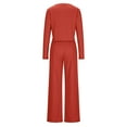 thumbnail image 5 of 2 Piece Lounge Set Women Ribbed Knit Tracksuit Long Sleeve Crop Tops Flare Pants Solid Color Slim Fitting Sets Pajamas Fall Outfits (Red M), 5 of 6