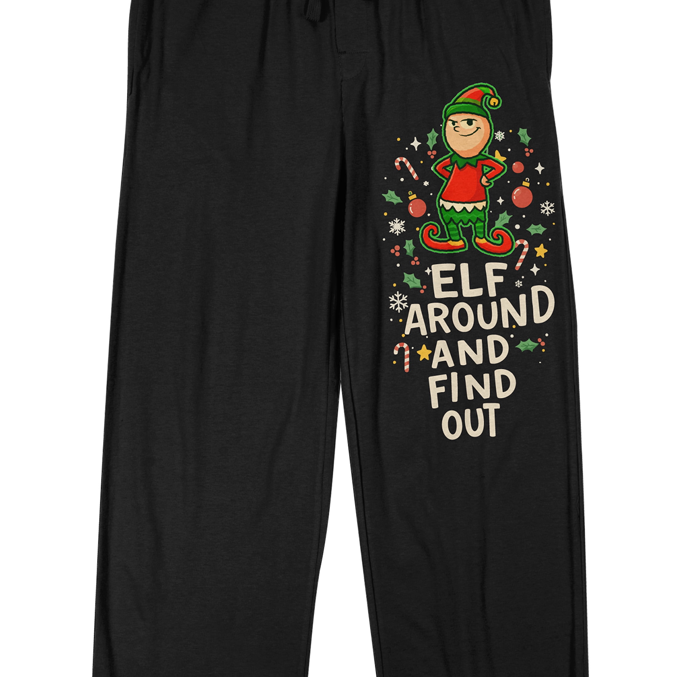 Elf Around And Find Out Adult Black Sleep Pajama Pants - Medium