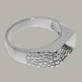 thumbnail image 4 of LBG British Made 9k White Gold ring with Natural Emerald Mens band Ring - 33 size options - Size 9.75, 4 of 6