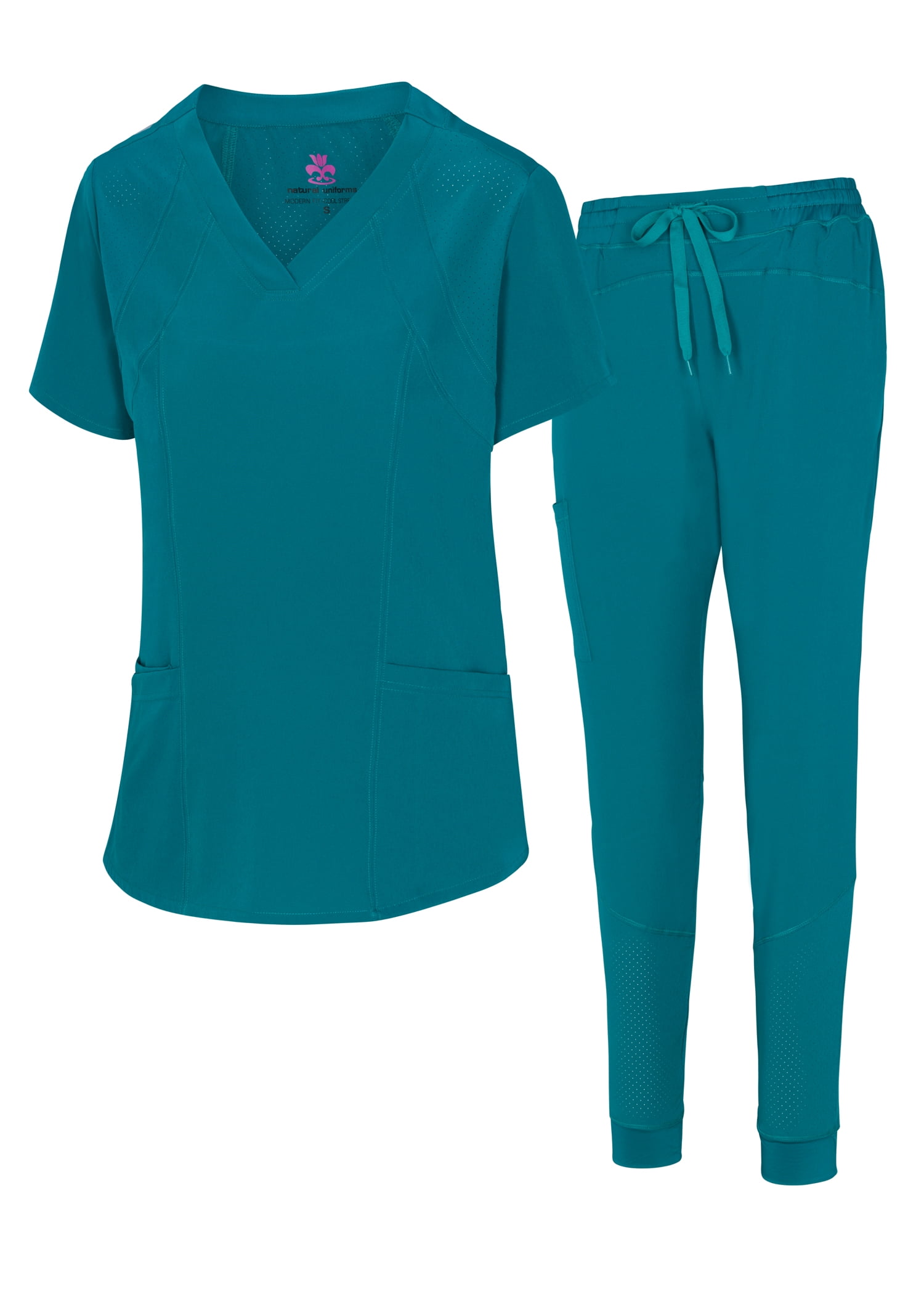 Natural Uniforms Women's Jogger Scrub Set 8 Pocket Cool Stretch Uniform