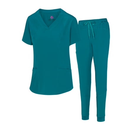 

Natural Uniforms Women s Jogger Scrub Set 8 Pocket Cool Stretch Uniform Set