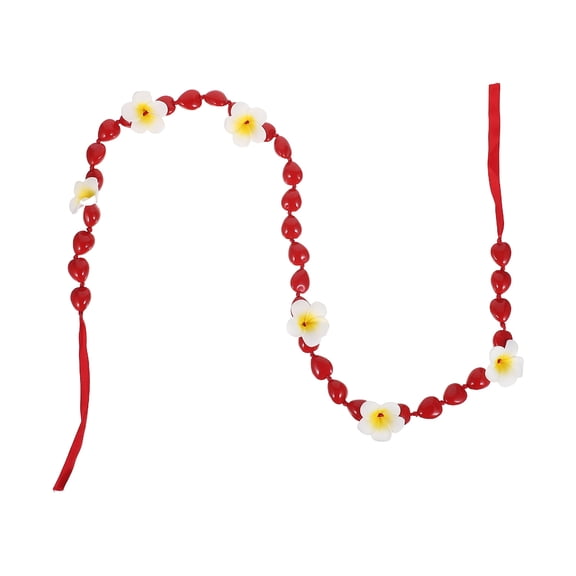 LOLIPPYY Hawaiian Style Graduation Sash with Red Ribbon Tie Lei Necklace for 2026 Graduation Ceremony and Celebration