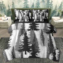 Homewish Adult Rustic Farmhouse Bedding Comforter Set 7pcs, Jungle Botanical Queen Bedding Sets, Grey Watercolor Art Reversible Queen Sheet Sets, Super Cozy Room Decor