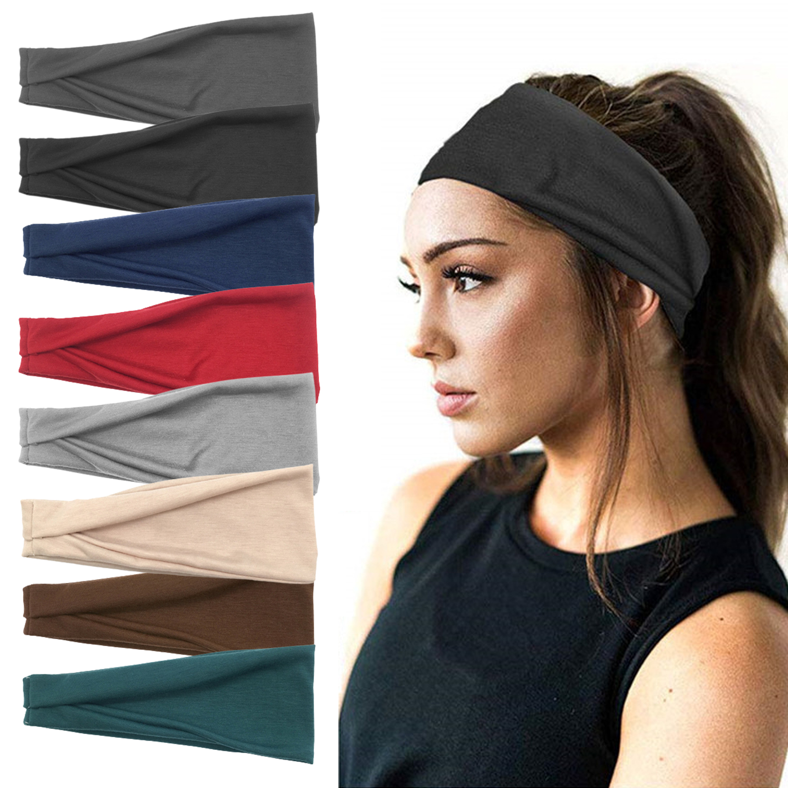 AUREVOIR Women's Headbands Sports Headband Elastic Hair Bands Wide