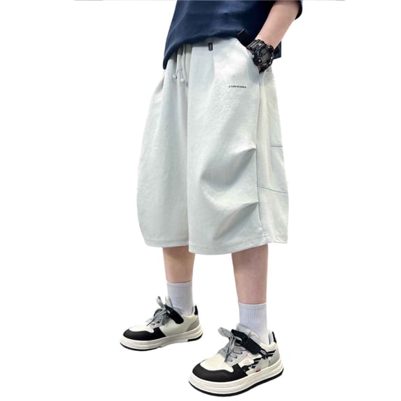 oqasdz Boys Pants Elastic Waist Lightweight Knee Length Baggy Loose Carto Pants with Pockets for Kids Everyday Comfort Daily Wear Casual Summer