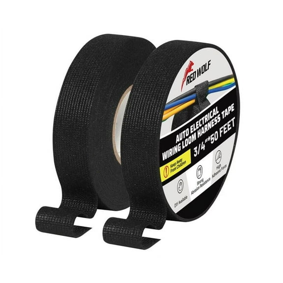 RED WOLF 2 PCS Rolls Electrical Insulation Adhesive Wiring Harness Loom Felt Cloth Tape 15m