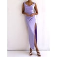 thumbnail image 6 of Women'S Slip Long Dress Cowl Neck Backless Ruched Bodycon Side Split Cocktail Party Night Out Dress L, 6 of 9