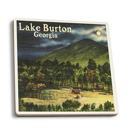

Lake Burton Georgia Moonlit Scene (Absorbent Ceramic Coasters Set of 4 Matching Images Cork Back Kitchen Table Decor)