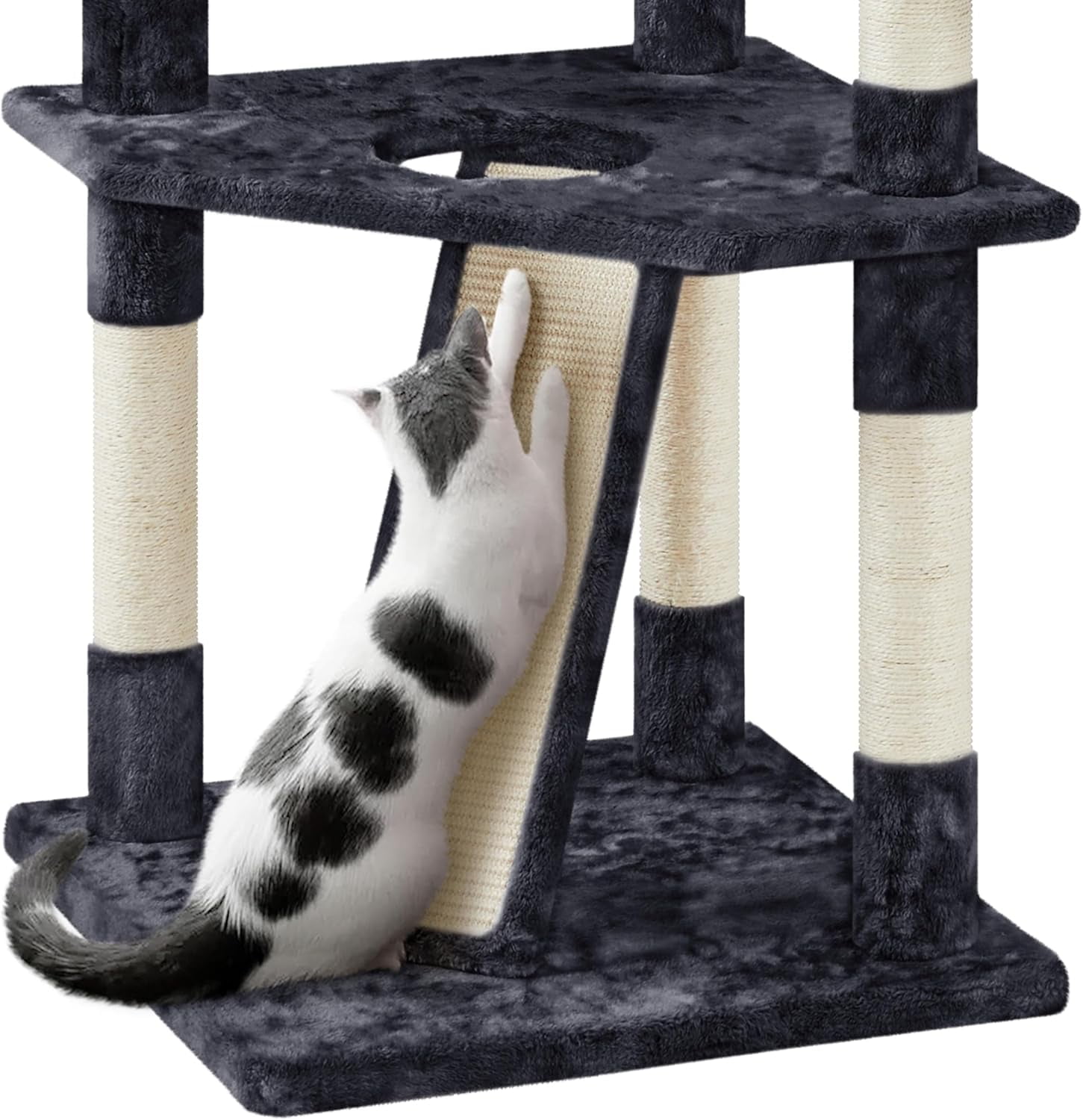Libra  79 in Cat Tree Tower, Multilevel Cat Trees Plush Covered Cat Tower with 2 Extra Large Condos, Comfy Basket, Sisal Scratching Posts