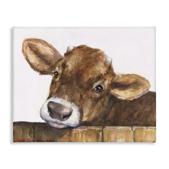 Stupell Industries Rustic Lodge Cattle Calf Gazing Canvas Art, 20 x 16, by George Dyachenko