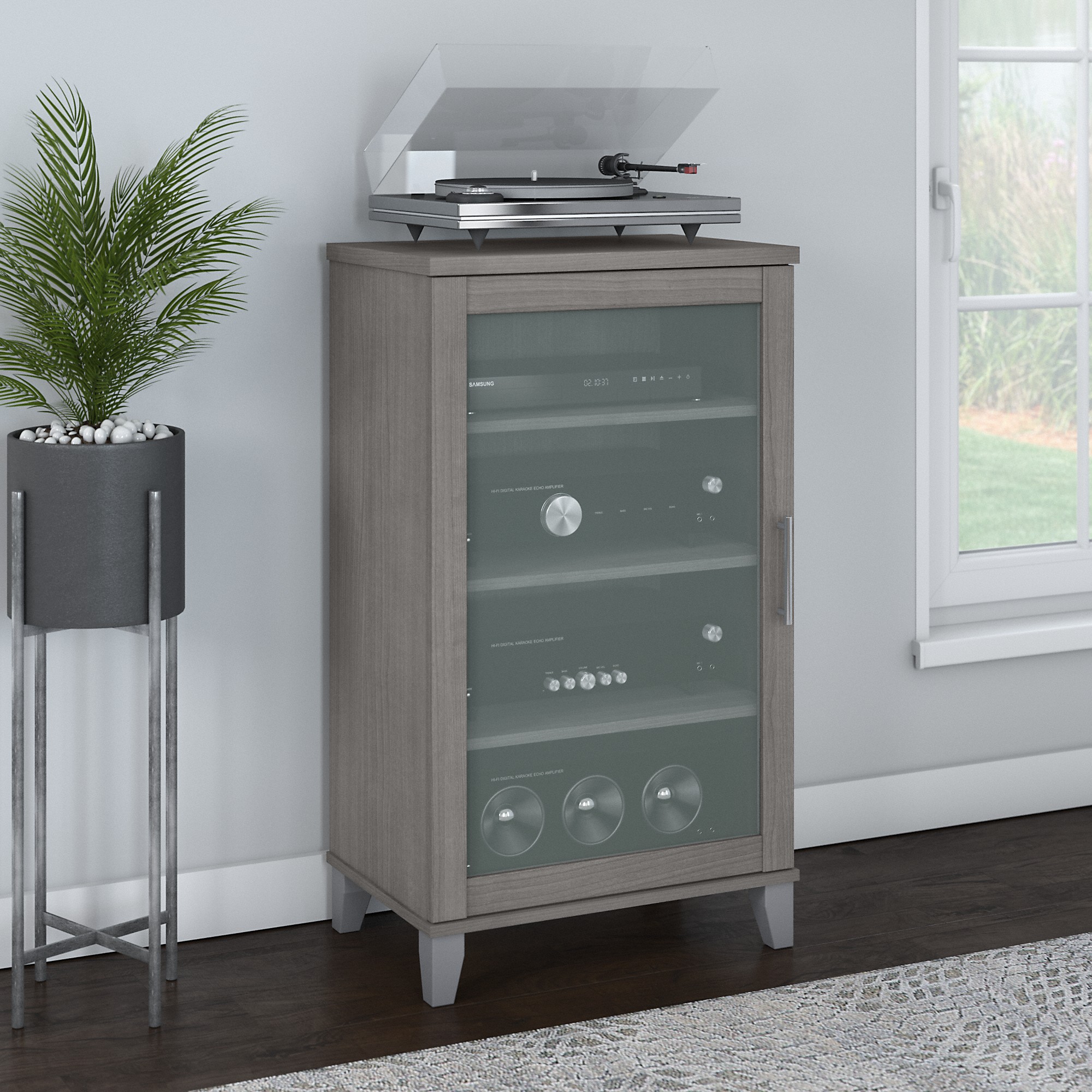 Bush Furniture Somerset Media Accent Cabinet with Door in Platinum Gray - image 2 of 8