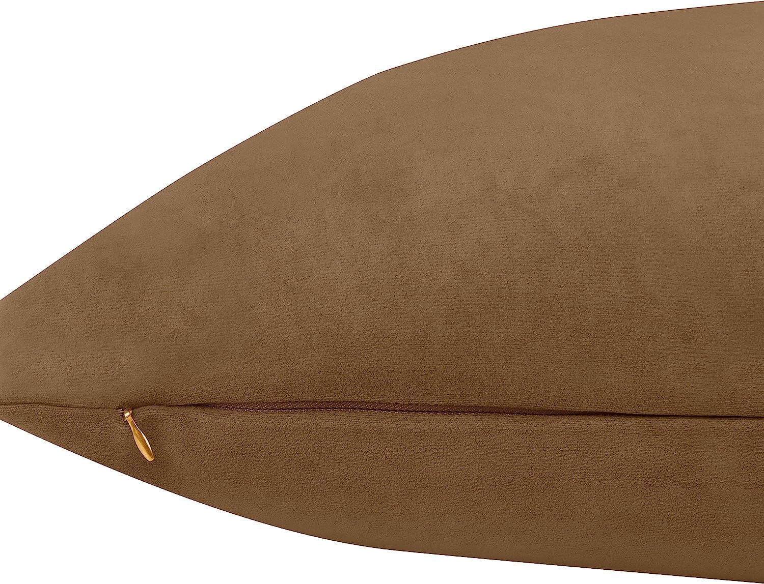 Delara Velvet Decorative Throw Pillow Cover, 20x20 inch, Pack of 1, Soft Breathable Cushion Cover with Hidden Zipper, Light Brown