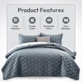 thumbnail image 3 of Moonlight20015 Velvet Quilt Set 3 Piece Geometric Pattern Embossed Bedspread Reversible 350GSM Soft Microfiber Comforter Bluish Grey Full/Queen, 3 of 10