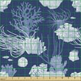 thumbnail image 2 of Ambesonne Nautical Fabric by the Yard Upholstery, Various Shapes Sea Corals, 2 Yards, Lavender Ceil Blue, 2 of 5