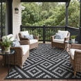 thumbnail image 2 of DEORAB Outdoor Rugs 6'x9' Waterproof Plastic Patio Mat Reversible Black & Gray Non-Slip Geometric Design for Camping, RV, Balcony, Porch, Picnic, 2 of 8