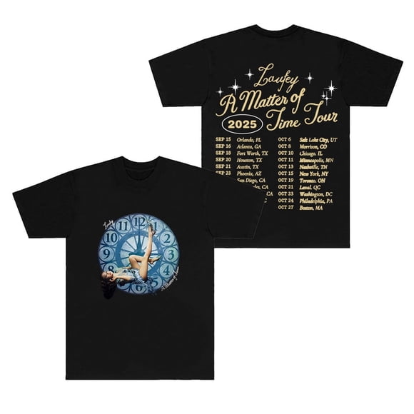 A Matter Of Time Tour 2025 T-Shirts Merch Femmes Hommes Mode Col Rond Manches Courtes Tee, Noir, TG