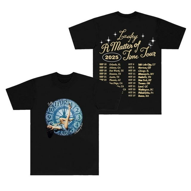 A Matter Of Time Tour 2025 T-Shirts Merch Femmes Hommes Mode Col Rond Manches Courtes Tee, Noir, TG