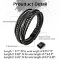 thumbnail image 6 of Mens Bracelet, Adjustable Mens Leather Bracelet with Stainless Steel Magnetic Clasp, Multi-Layer Braided Genuine Leather Bracelet for Men and Women, 6 of 7