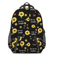 thumbnail image 3 of Sunflower and Butterfly Black Pattern Cute School Backpack Bag with Padded Back and Adjustable Shoulder Straps 16.9 X 12.6 X 5.9 Inches, 3 of 5
