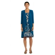 R & M Richards Puff Print Jacket Dress, Peacock, 12P