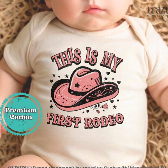 Baby Bodysuit BELLA CANVAS This Is My First Rodeo Western Baby Gerber Baby Onesie Bodysuit, Western Baby Announcement, Cute Cowgirl Shirt, Cowgirl Shirt