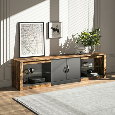 Bestier LED TV Stand for TVs up to 75" Entertainment Center for Living Room, Rustic