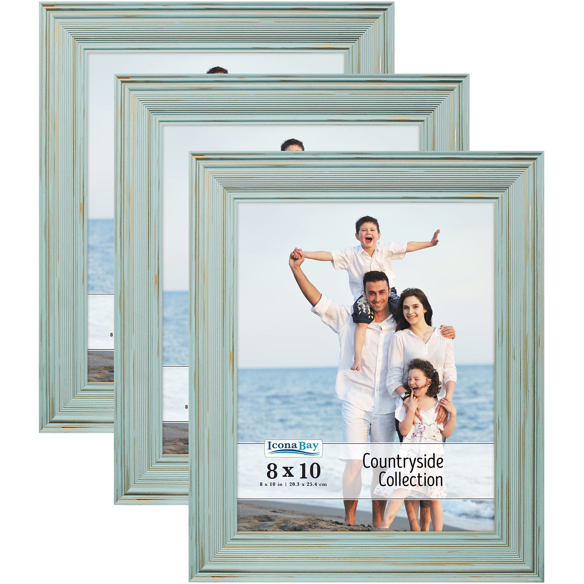 8" x 10" Picture Frame Coastal Rustic Farmhouse Teal Tabletop or Wall 2-pack 