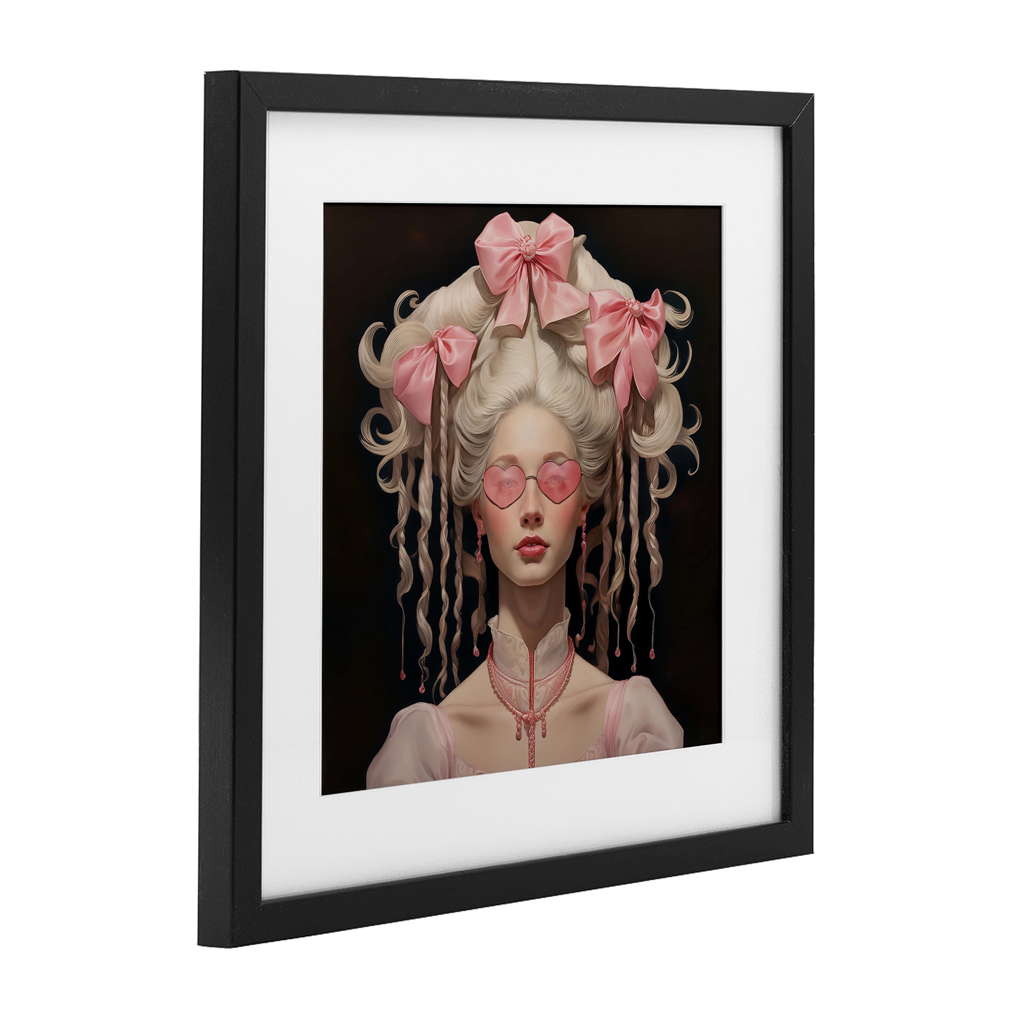 Stupell Industries Rococo Woman Opulent Ribbons Black Framed Print Under Glass, design by Grotto Studios