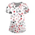thumbnail image 1 of LSLJS Women's Fashion Short Sleeve V-Neck Tops Working Uniform Printing Pocket Blouse Tops, Womens Plus Scrubs, 1 of 3