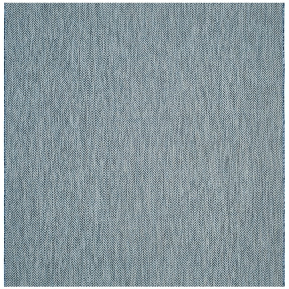 SAFAVIEH Courtyard Blazhe Chevron Indoor/Outdoor Area Rug, Navy/Grey, 6'7" x 6'7" Square