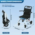 thumbnail image 6 of SHUO Y Transport Wheelchair 17.7 Inches Lightweight Foldable Wheelchair Portable Aluminum Alloy Travel Wheelchair with Handlebar Brake Lever for Adults Seniors, Supports 265lbs Capacity, 6 of 6