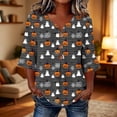 thumbnail image 5 of JOANKDMI Women Jack-o-Lantern and Ghost Shirt Striped V Neck Button Up Tunic With Spiderweb Details for Halloween Group Dress Up Casual Festive Holiday Matching Outfits, 5 of 7