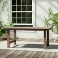 thumbnail image 6 of KINGYES All Weather Outdoor Dining Table with Umbrella Hole, HDPE Rectangular Patio Table for Backyard, Garden, Porch, Deck, Brown, 6 of 9