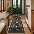 thumbnail image 4 of GlowSol 2x6 Washable Runner Rug - Machine Washable Non-Slip TPR Backing, Hand-Drawn Pet & Floral Carpet for Entryway Kitchen Bedroom, Black, 4 of 8