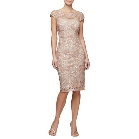 Alex Evenings Sleeveless - Embroidered Cap-Sleeve Shift Dress