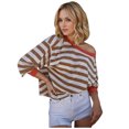thumbnail image 1 of WEAIXIMIUNG Chandail en Molleton pour Femmes Tendance Confortable Tee à Manches Longues Rayé Décontracté Col Rond pour Automne Hiver Mode, 1 of 6